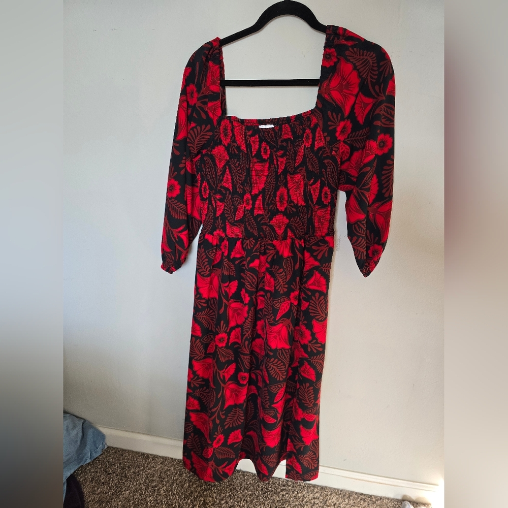 Target Elegant Red and Black Floral Dress